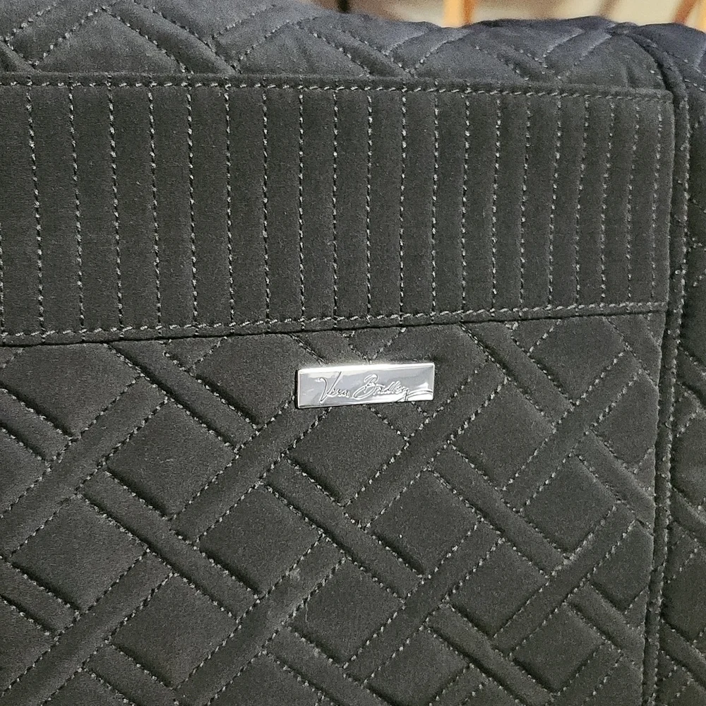 Vera Bradley Purse Tote Quilted Black Yellow